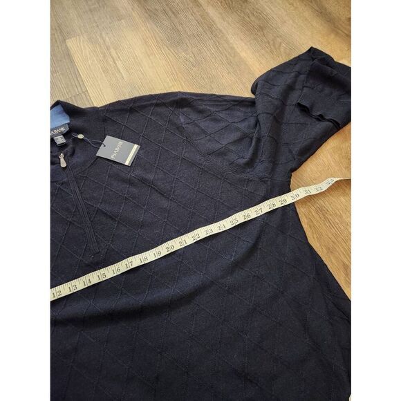 NWT Jos. A. Bank Argyle Wool Blend 1/4 Zip size men's 4X Blue Longsleeve stretch - Picture 6 of 7